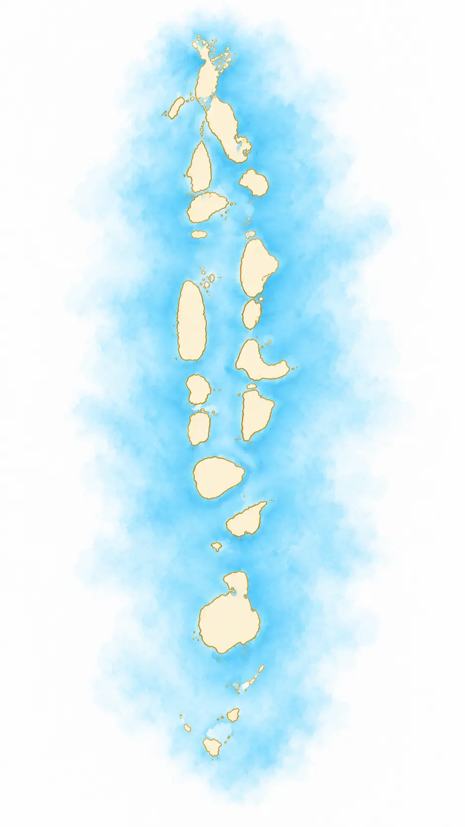 Watercolour illustrated map of the Maldives