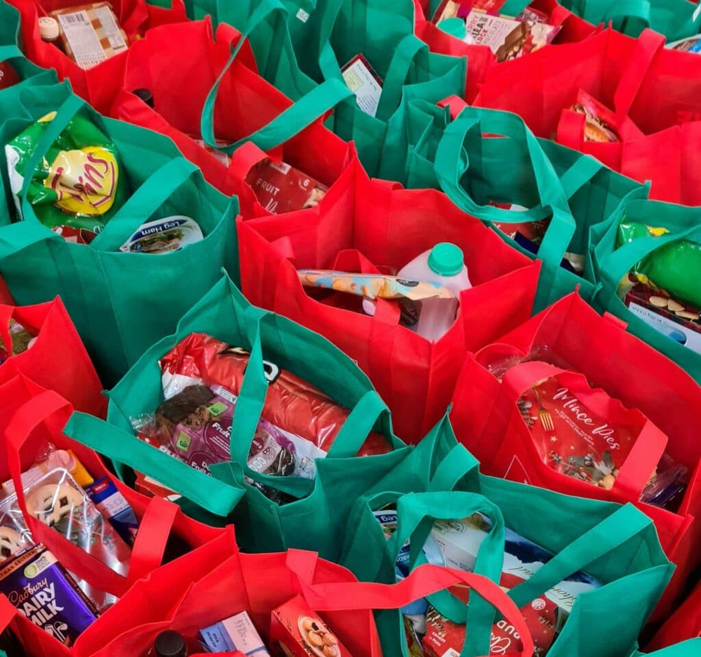 Colourful bags prepared for a charitable initiative